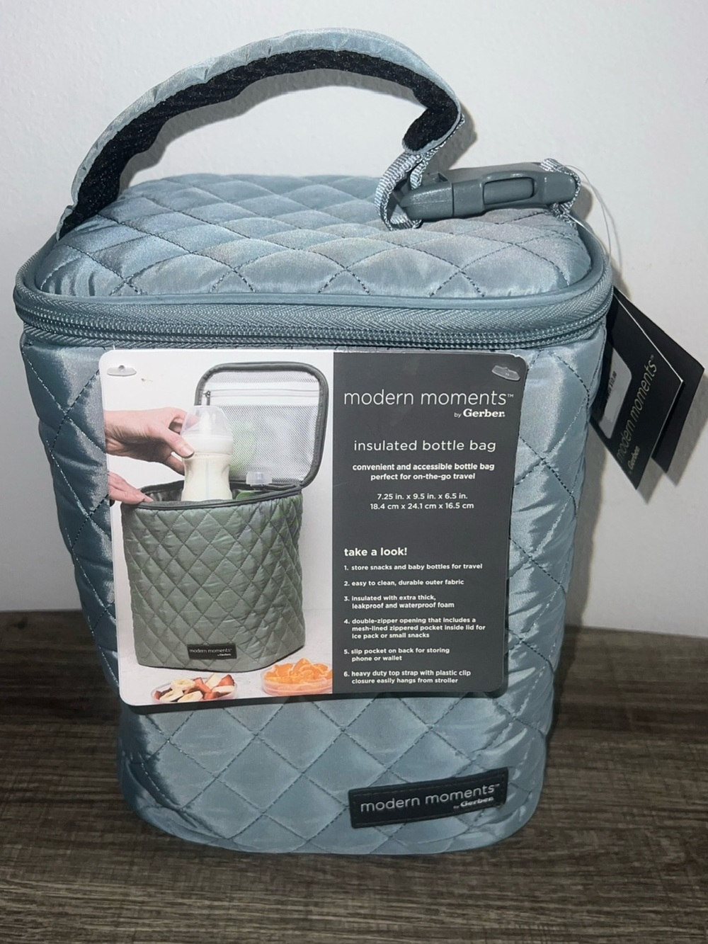 Gerber Modern Moments Insulated Bottle Bag Teal Infant Cushioned Pockets NEW